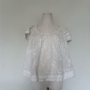 THE GREAT. White Lace Blouse